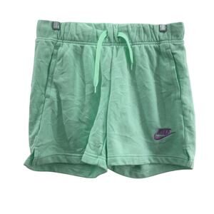 Nike Green Jean Shorts with Purple Logo